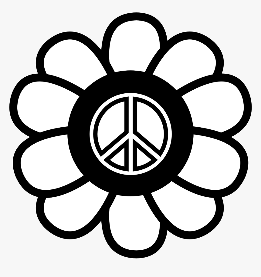 Peace Sign Clipart Coloring Book - Peace Sign Clipart Black And White, HD Png Download, Free Download