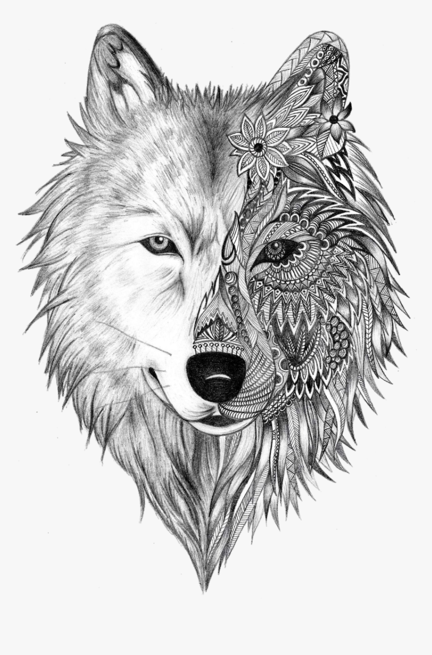 Tattoo Sleeve Gray Artist Heart Wolf Ink Clipart - Wolf Face Drawing Easy, HD Png Download, Free Download