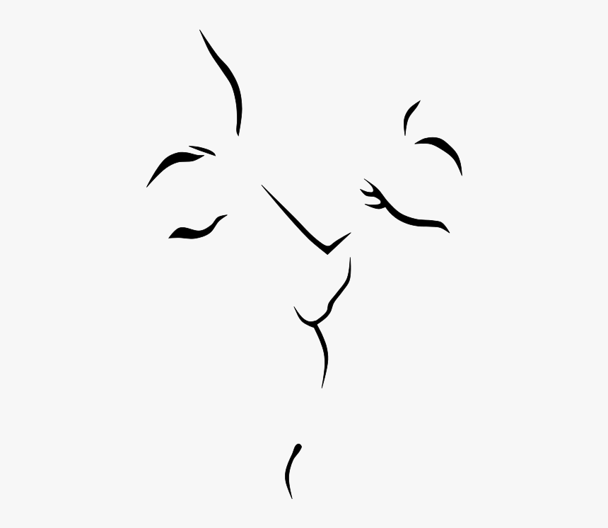 Clipart Kiss - Line Drawing Kiss Png, Transparent Png, Free Download