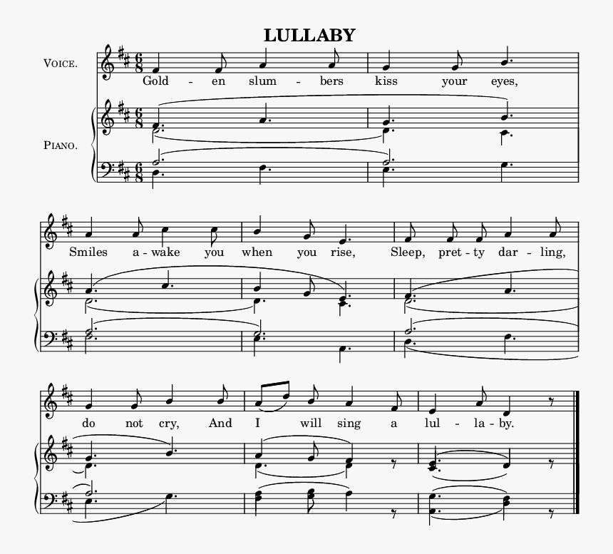 2"
header {
 Title= "lullaby"
 Subtitle= ""
 Tagline= - Sheet Music, HD Png Download, Free Download