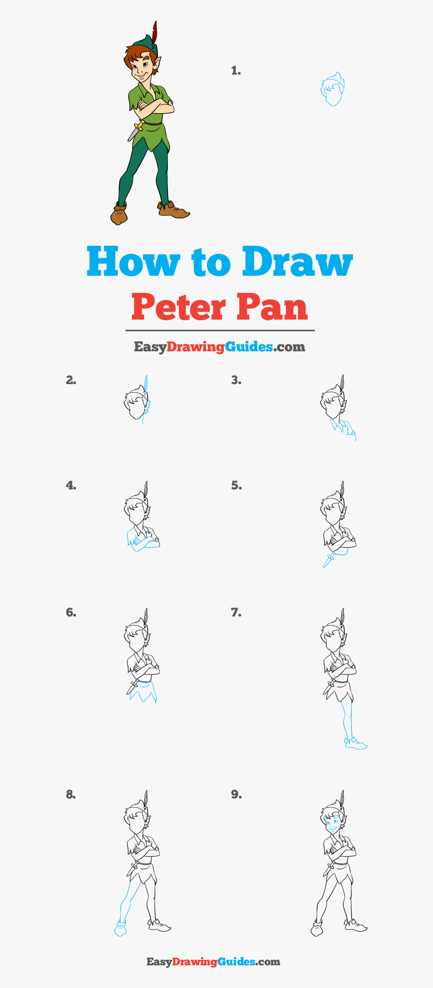 How To Draw Peter Pan - Draw Peter Pan Step By Step, HD Png Download, Free Download