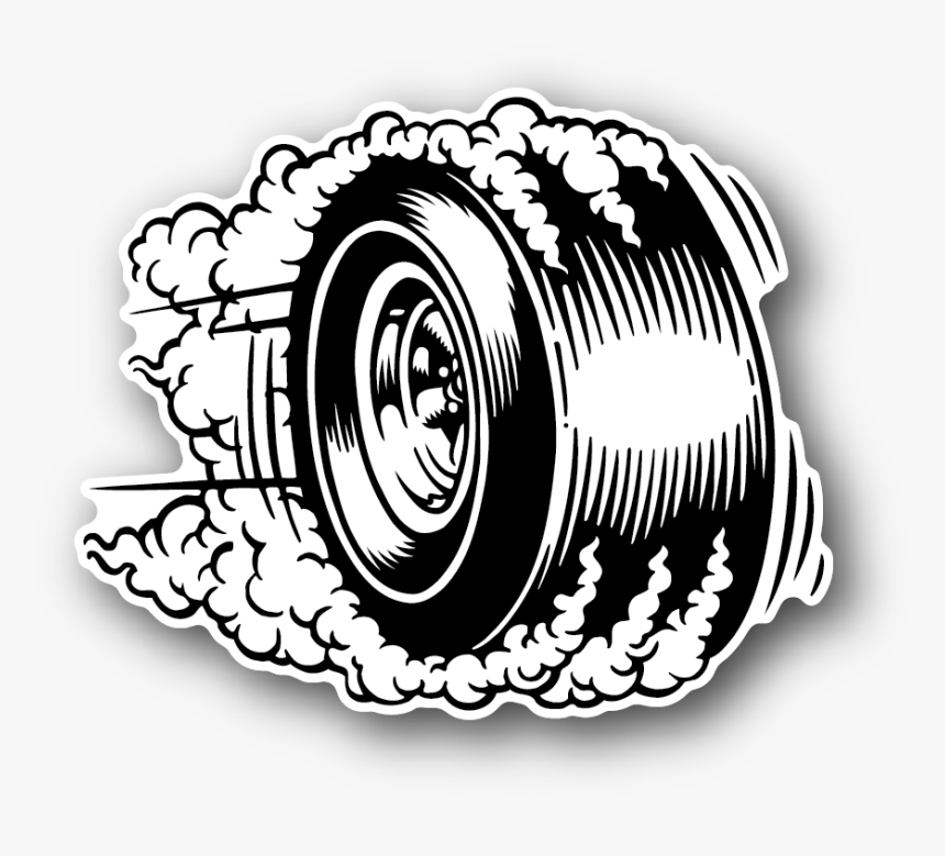 Tire Drawing Rubber And Racing Sticker Vinyl - Tire Burnout Clipart, HD Png Download, Free Download