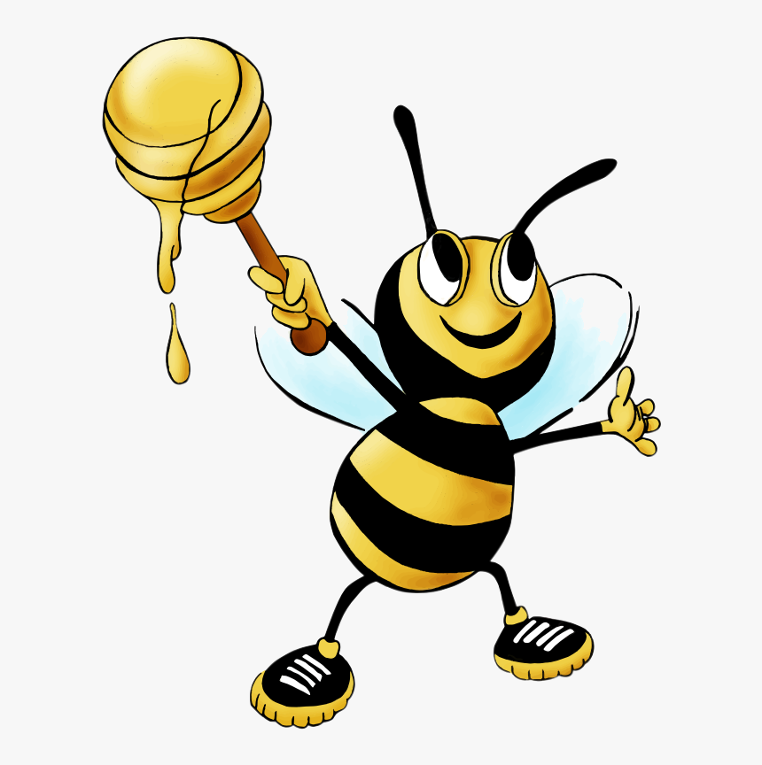 Bee Honey Clipart Drawing Free Cliparts Transparent - Clip Art Honey Bee Cartoon, HD Png Download, Free Download