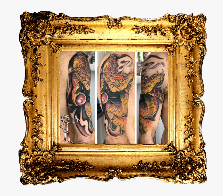 Colour Japanese Dragon Tattoo , Png Download - Antique Gold Frame Square, Transparent Png, Free Download
