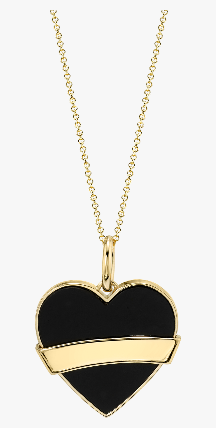 Onyx And Gold Heart Pendant - Locket, HD Png Download, Free Download