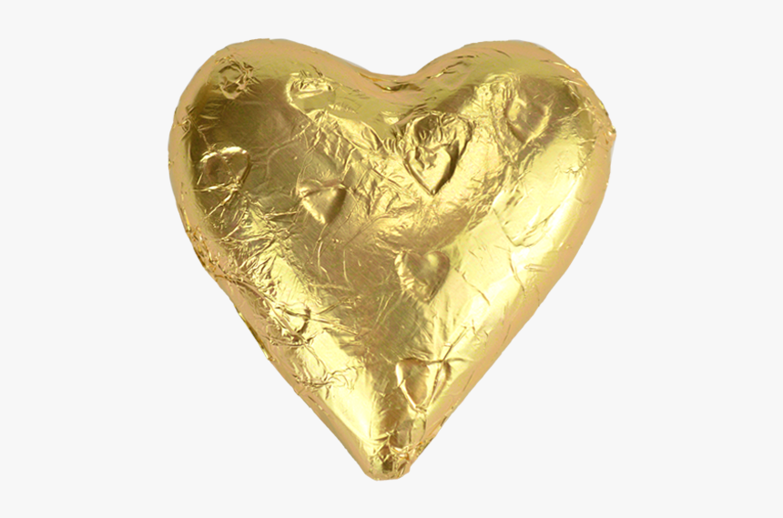 Milk Chocolate Heart Wedding Favour With Gold Foil - Heart, HD Png Download, Free Download