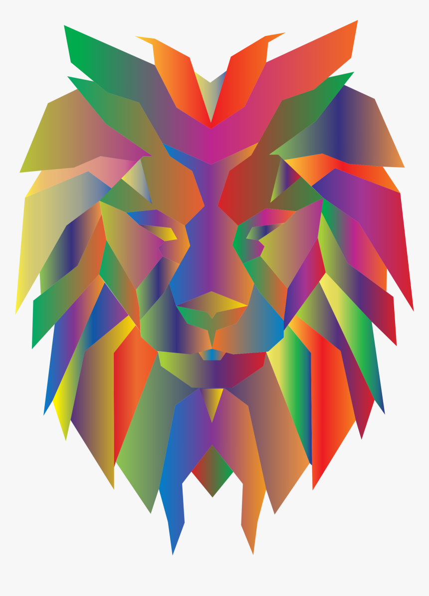 Prismatic Polygonal Lion Face - Lion Face Low Poly, HD Png Download, Free Download