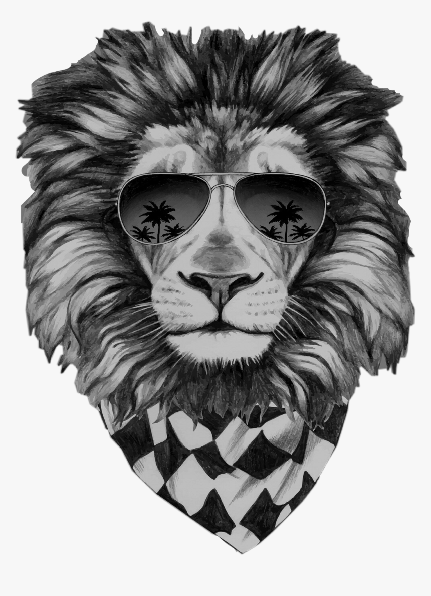 #lion #lionface #lionheart #lionhead #lionpride #coolguy - Lion With Sunglasses, HD Png Download, Free Download