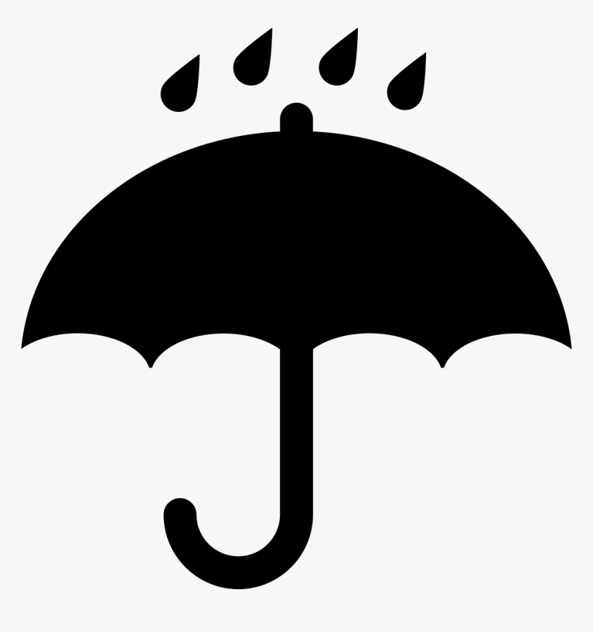Black Opened Umbrella Symbol With Rain Drops Falling - Umbrella Rain Symbol, HD Png Download, Free Download