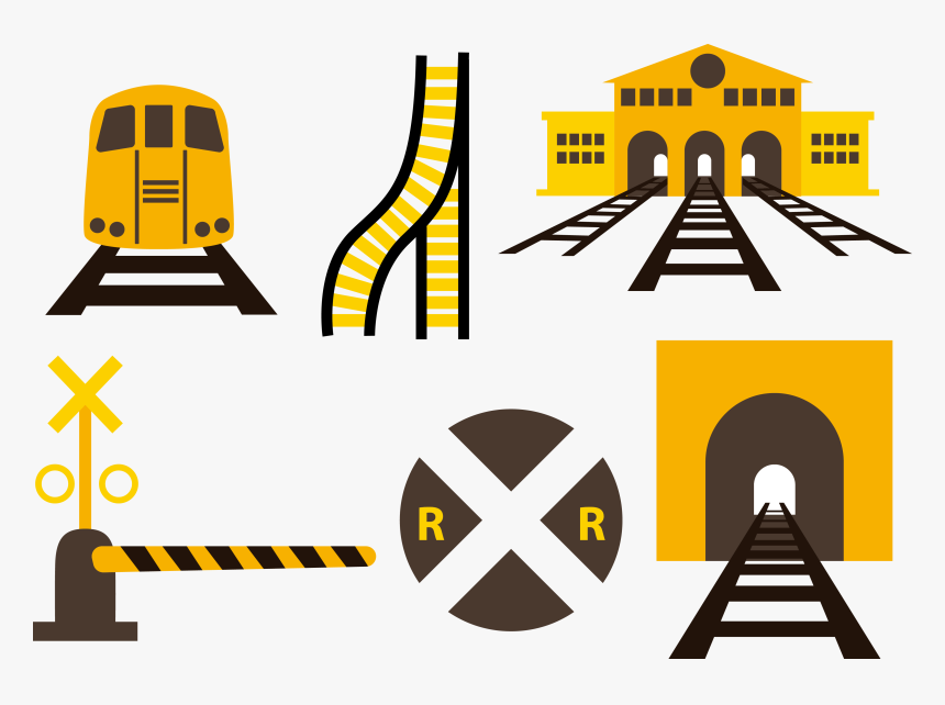 Railroad Tracks Clipart Train Station Sign - Train Track Vector, HD Png Download, Free Download