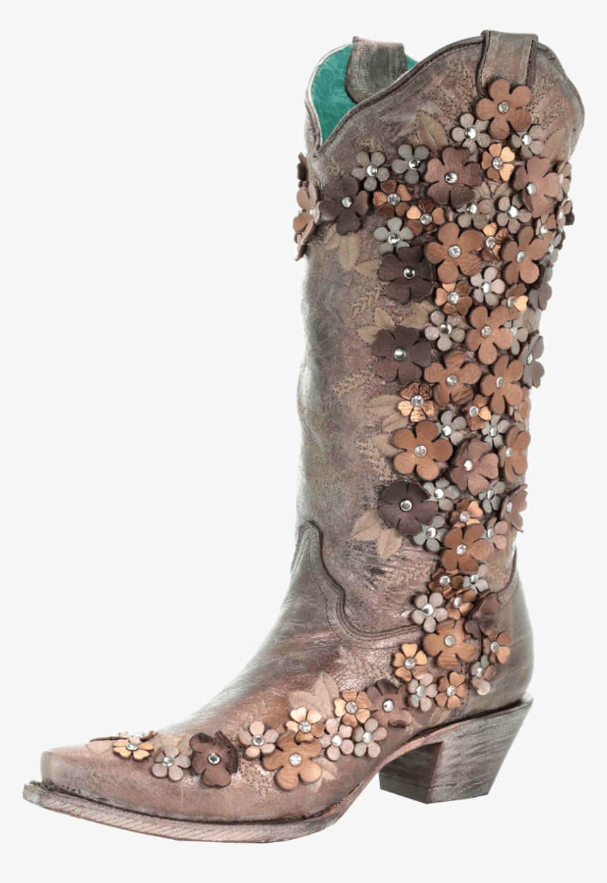 Corral Women"s Floral Overlay Cowgirl Boot W/embroidery, - Corral Womens Boot With Flower Overlay, HD Png Download, Free Download