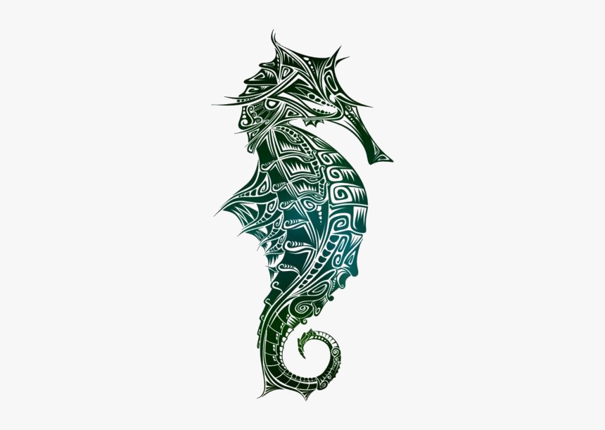 Colorful Tribal Seahorse Tattoo Png Clipart - Seahorse, Transparent Png, Free Download