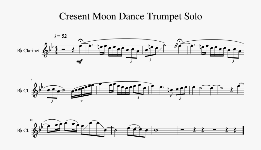 Cresent Moon Png -cresent Moon Dance Trumpet Solo Sheet - Crescent Moon Dance Sheet Music Clarinet, Transparent Png, Free Download