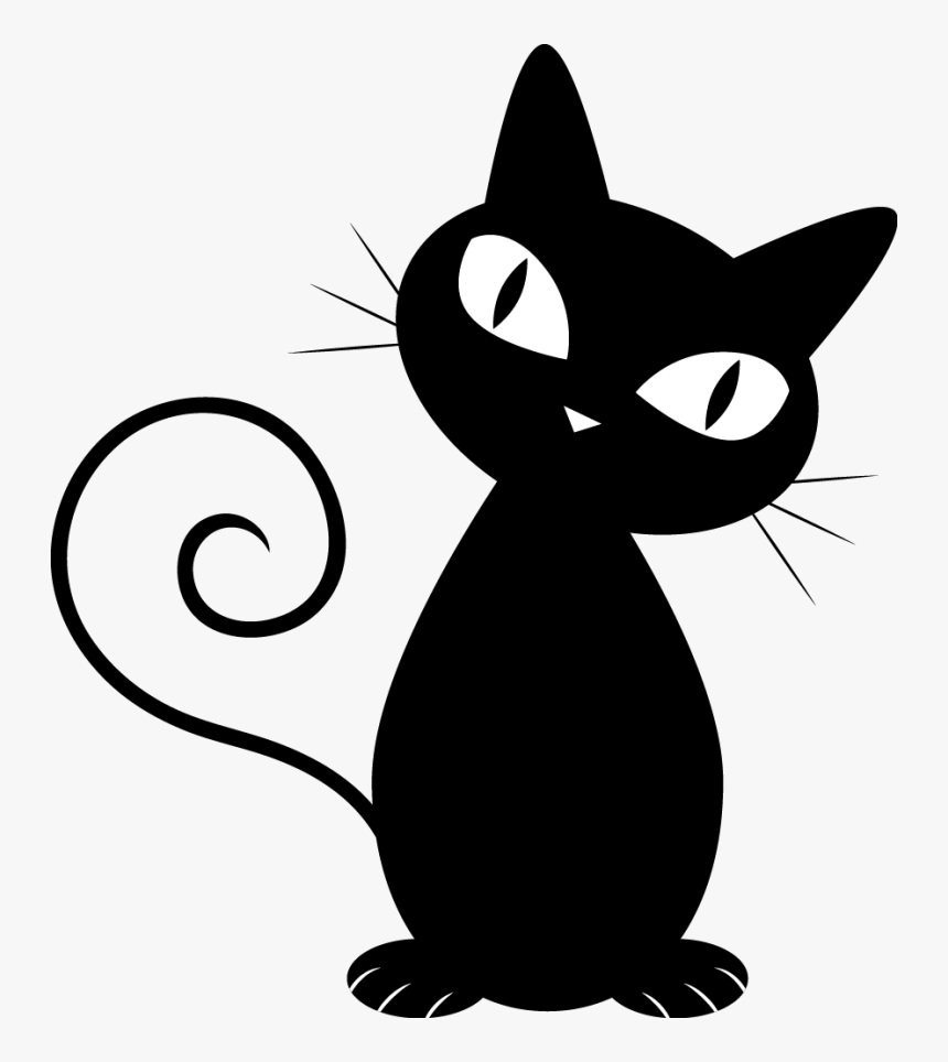 Black Cat Drawing Silhouette - Cat Vector Black And White, HD Png Download, Free Download