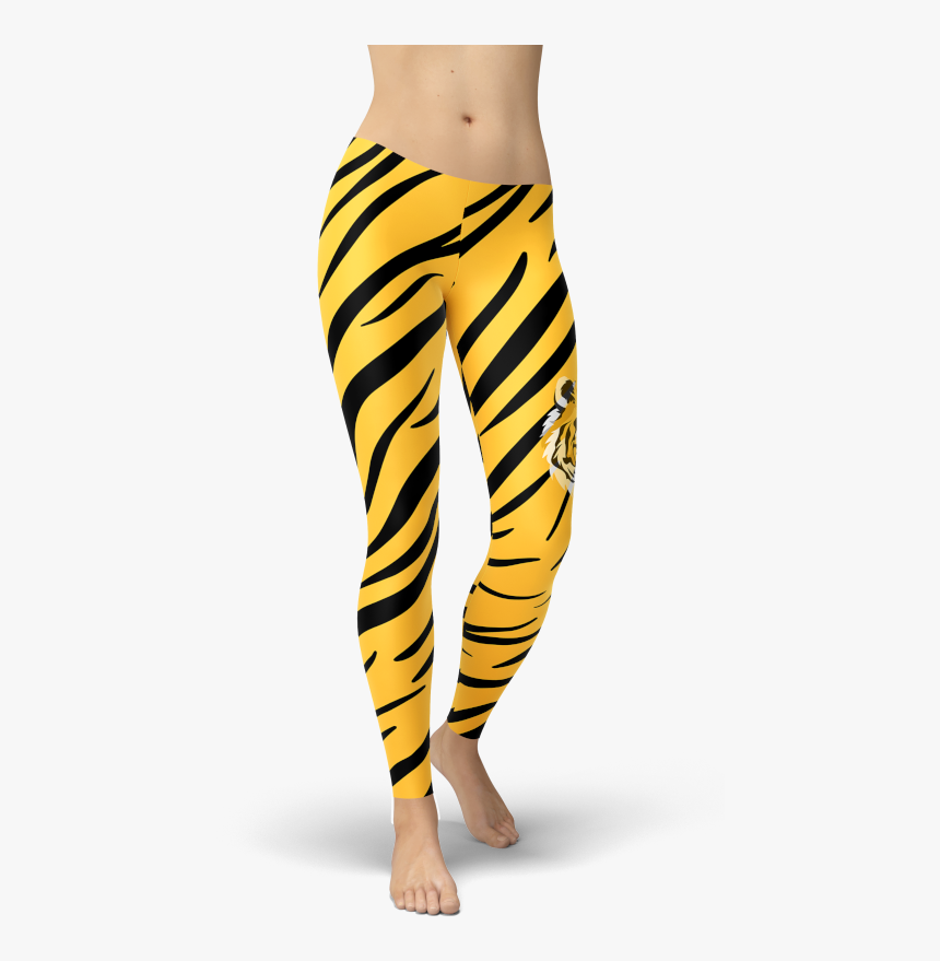 Tiger Design Leggings With Yellow And Black Stripes - Tights, HD Png Download, Free Download