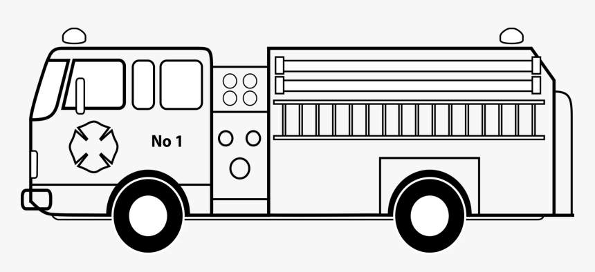 Picture Royalty Free Library Car Fire Engine Coloring - Firetruck Clipart Black And White, HD Png Download, Free Download