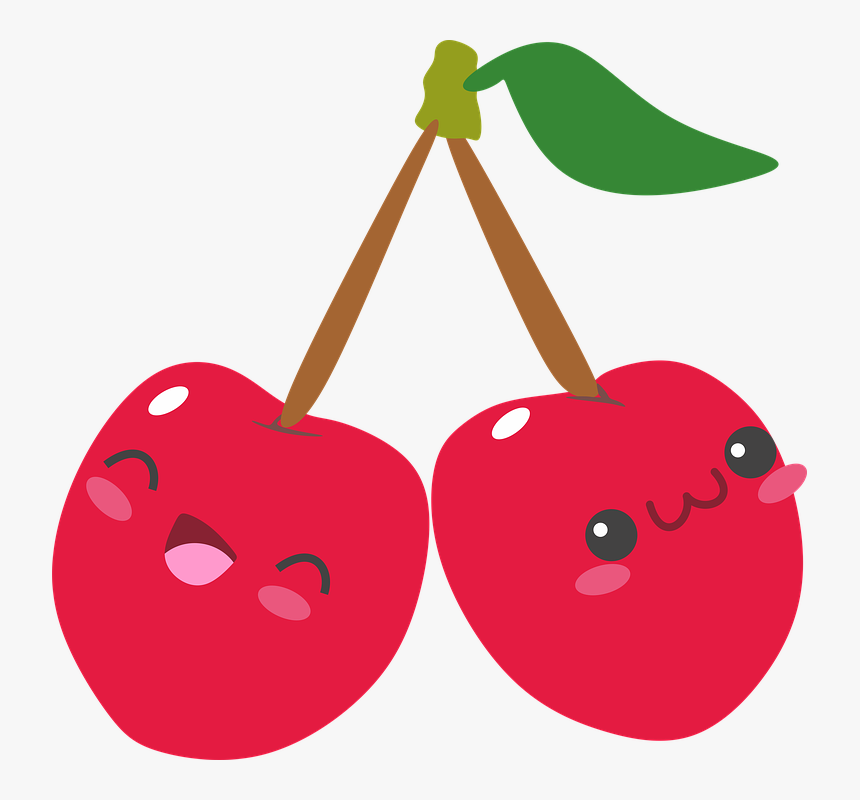 Cartoon Of Cherries With Smiley Faces - Kawaii Cherry Png, Transparent Png, Free Download