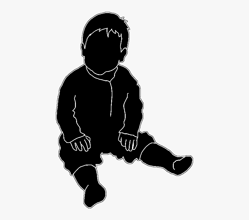 Cute Baby Silhouette - Silhouette Of Baby Sitting, HD Png Download, Free Download