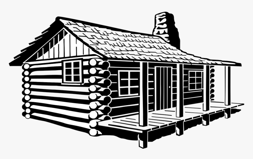 Cabin, Log Cabin, Log Home, Rustic, Abode, House - Black And White Log Cabin, HD Png Download, Free Download
