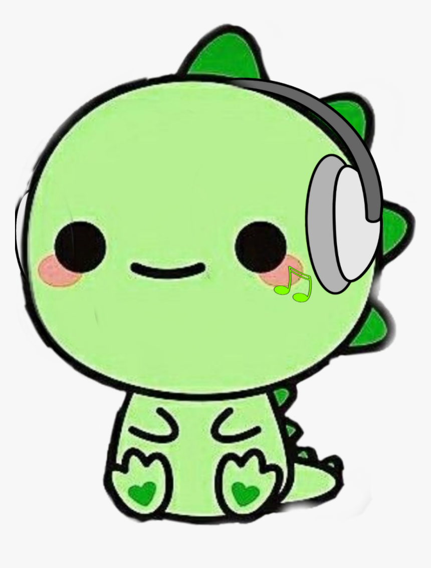 #dinosaur #babydino #headphones #music #emoji #happy - Dinosaurio Kawaii, HD Png Download, Free Download