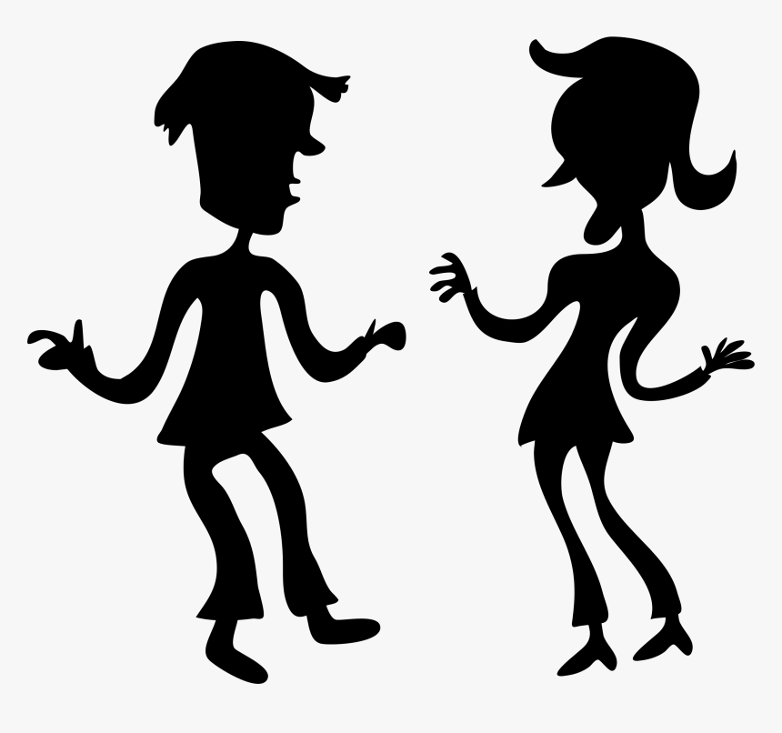 Cartoon Couple Silhouette Clip Arts - Silhouette Man Woman Cartoon, HD Png Download, Free Download