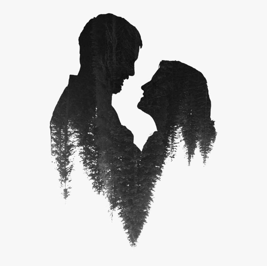 #couple #silhouette #love #black #forest #trees #doubleexposure - Jina Soch Na Sake Tu Status, HD Png Download, Free Download