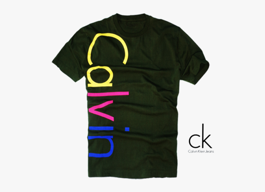 ~calvin Klein Ckj Green Roundneck Printed Tshirt Colorful - Calvin Klein, HD Png Download, Free Download