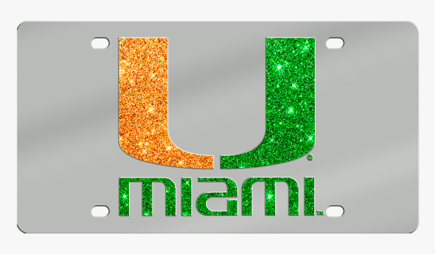 University Of Miami Hurricanes Glitter License Plate - Miami Hurricanes Football, HD Png Download, Free Download