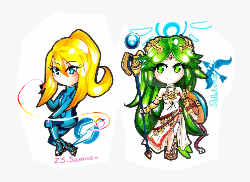 Chibi Palutena Et Chibi Samus ~ - Zero Suit Samus Palutena, HD Png Download, Free Download