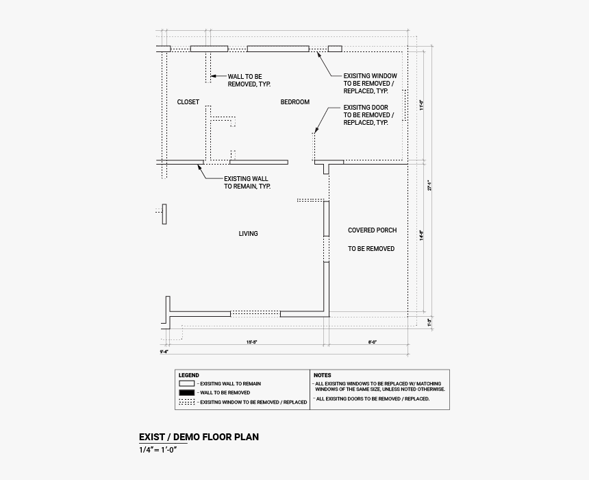 Sample Interior Remodel Exist/demo Plan Plan - Demo Plan Example, HD Png Download, Free Download