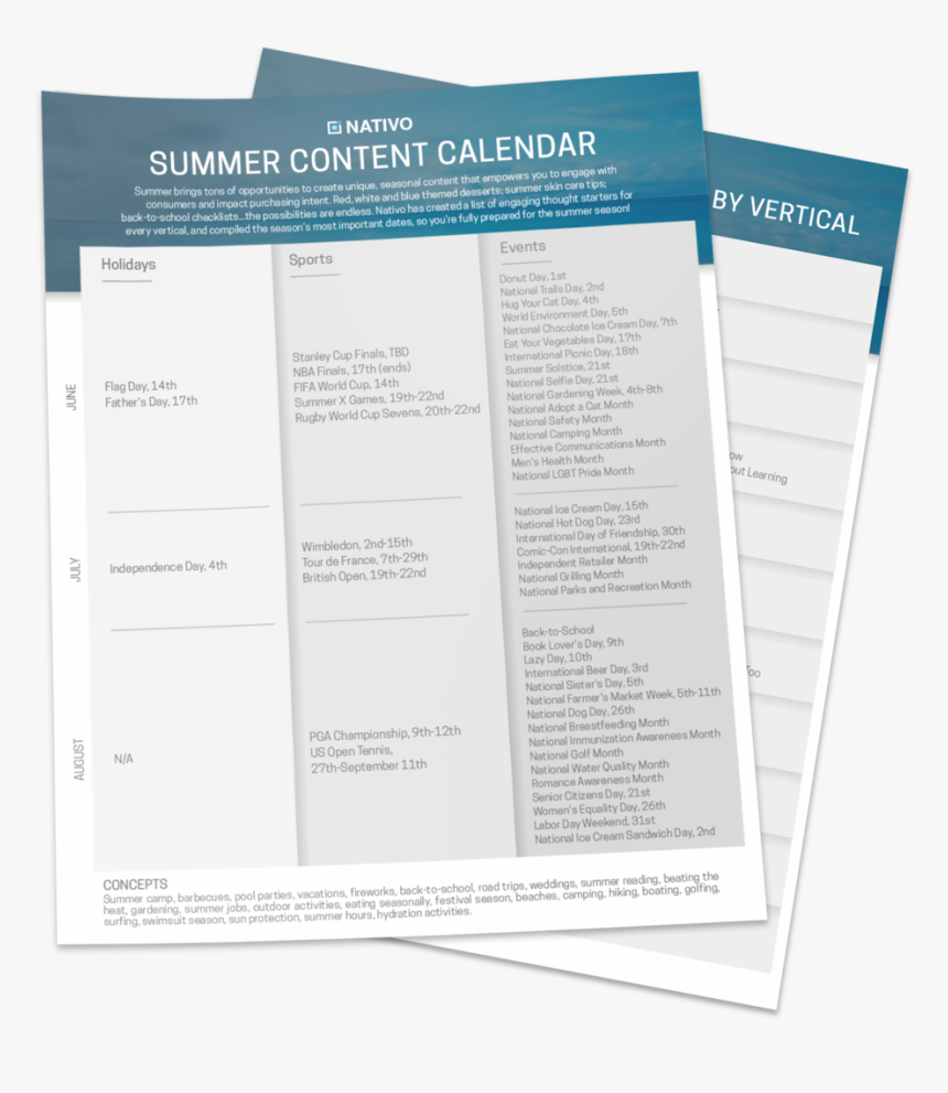 Content Calender Summer Paper, HD Png Download, Free Download