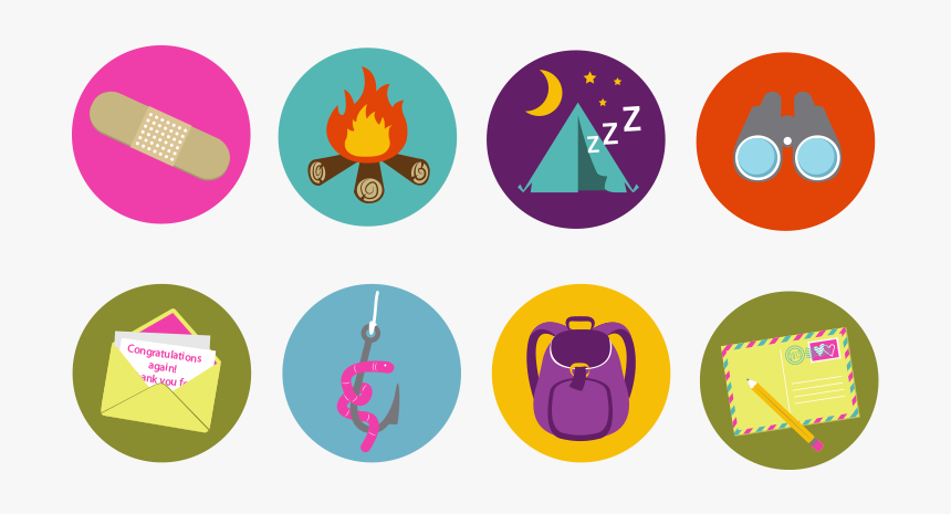 Summer Camp Illustration Icons Free Vector And Png - Badges For Camp, Transparent Png, Free Download