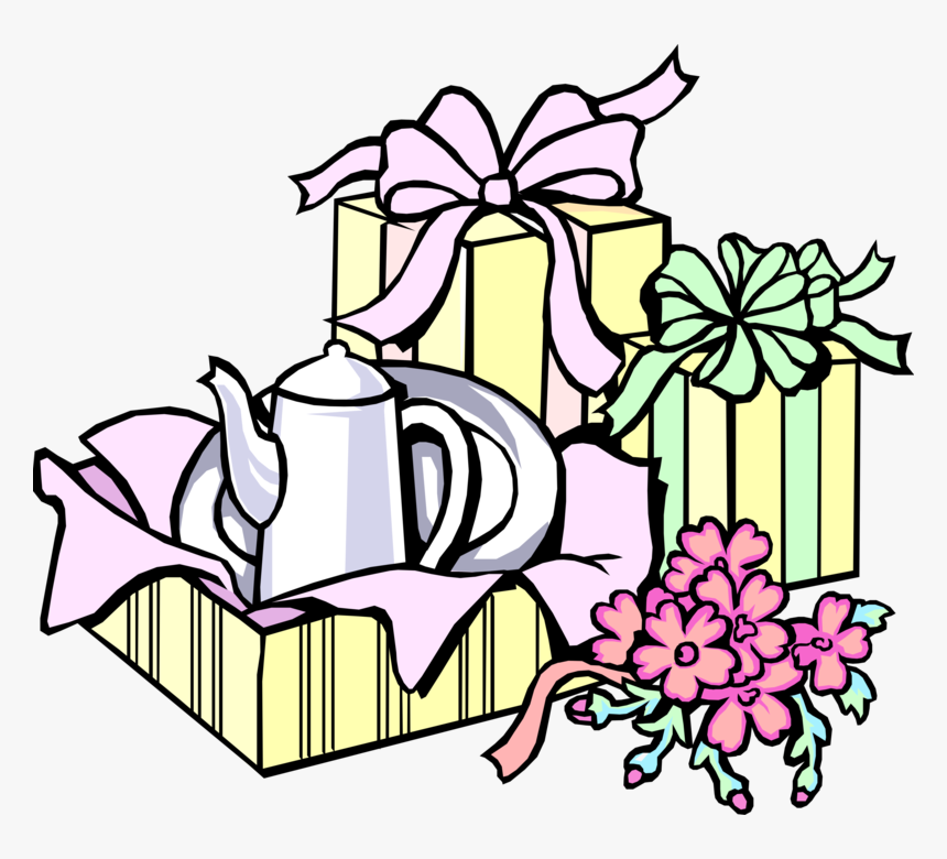 Vector Illustration Of Wedding Shower Gifts With Ribbons - Wedding Present Clip Art, HD Png Download, Free Download