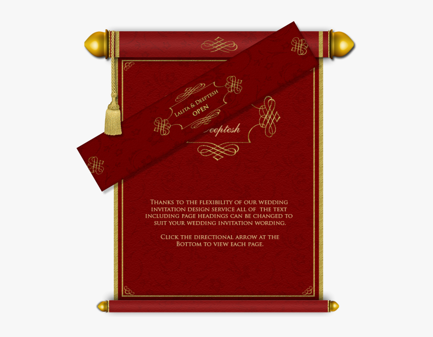 Transparent Scroll Png Image - Wedding Cards Design Hindu, Png Download, Free Download