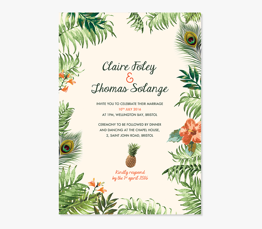 Invitation Jungle Pepperandjoy Front Uk - Jungle Theme Wedding Invite, HD Png Download, Free Download