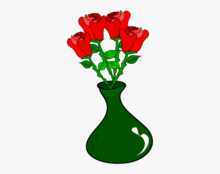Freehand Roses Svg Clip Arts - Rose In A Vase Clipart, HD Png Download, Free Download