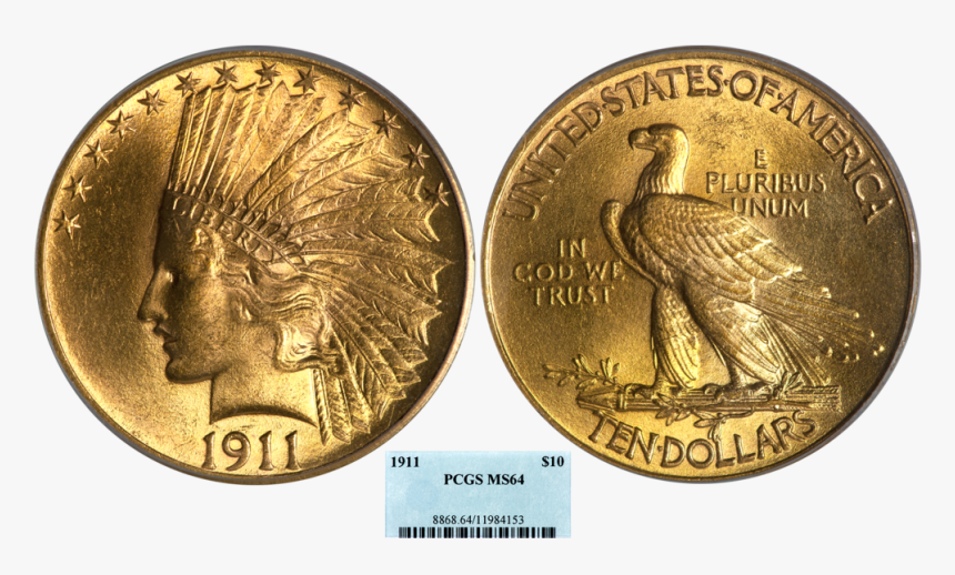 1911 $10 Ind Pcgs64, HD Png Download, Free Download
