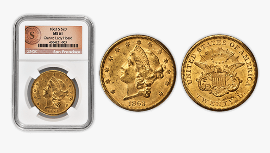 San Francisco Minted “granite Lady Hoard” Type I $20 - San Francisco Gold Rush Coin, HD Png Download, Free Download