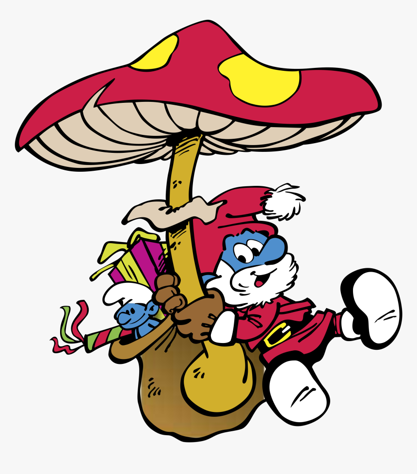 Santa Smurf Logo Png Transparent - Smurf With Red Mushroom, Png Download, Free Download