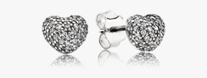 In My Heart Stud Earrings * Retired * - Pandora Pave Heart Earrings, HD Png Download, Free Download