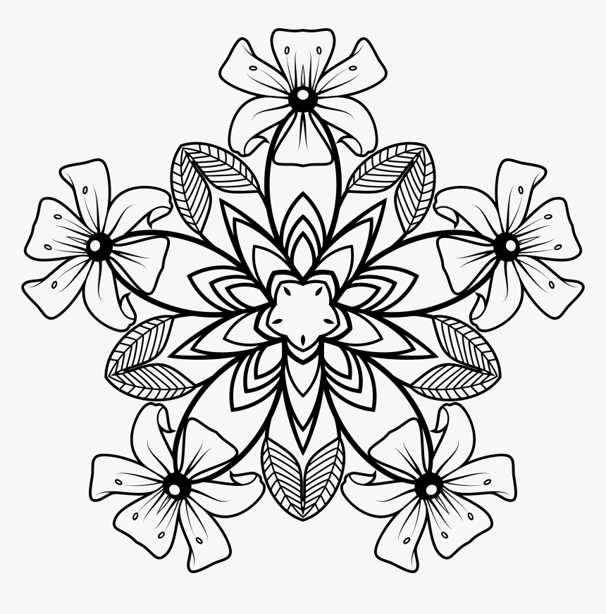 Transparent Florals Png - Flower Clipart Design Black And White Free ...