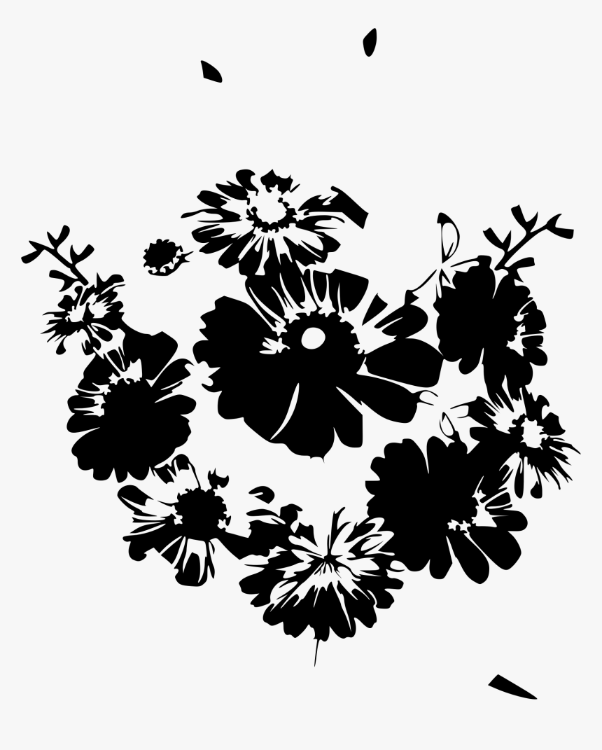 Transparent Floral Borders Png - Black White Flowers Bouquet Png, Png Download, Free Download