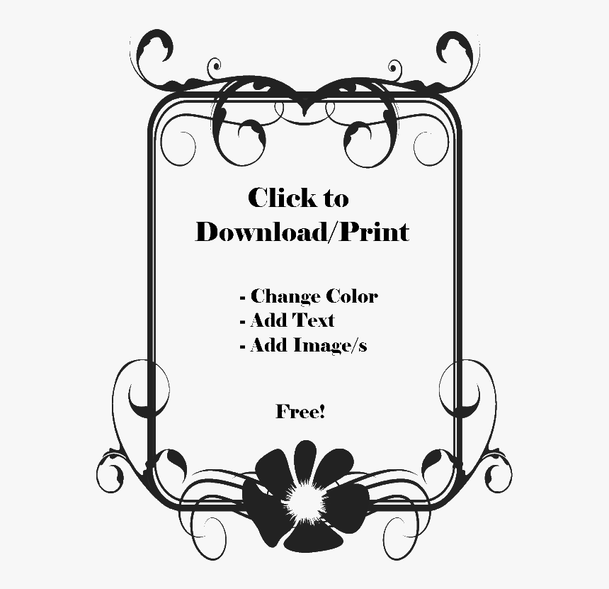 Flower Page Border - Border Designs White And Black, HD Png Download, Free Download