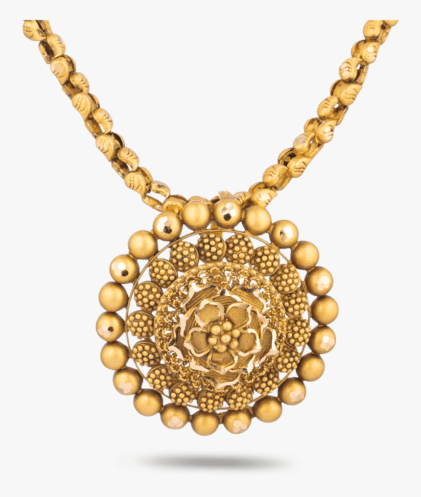 22 Carat Gold Bridal Pendant With Antique Finish - Necklace, HD Png Download, Free Download