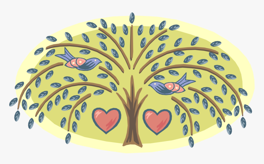 Vector Illustration Of Love Bird Animals In Tree With - Circle, HD Png Download, Free Download