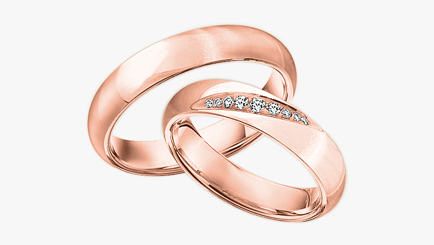 Wedding Ring In Red Gold Of 585 Assay Value With Diamonds - Peach Wedding Ring Png, Transparent Png, Free Download