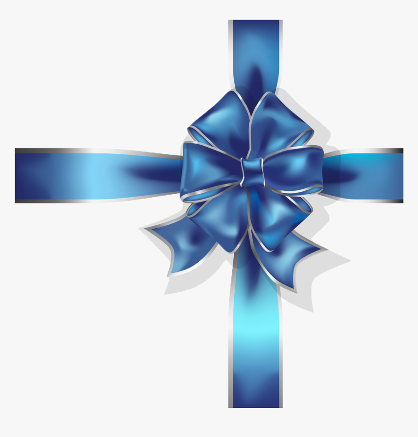 Blue Ribbon Gift - Cross With Ribbon Blue Png, Transparent Png, Free Download