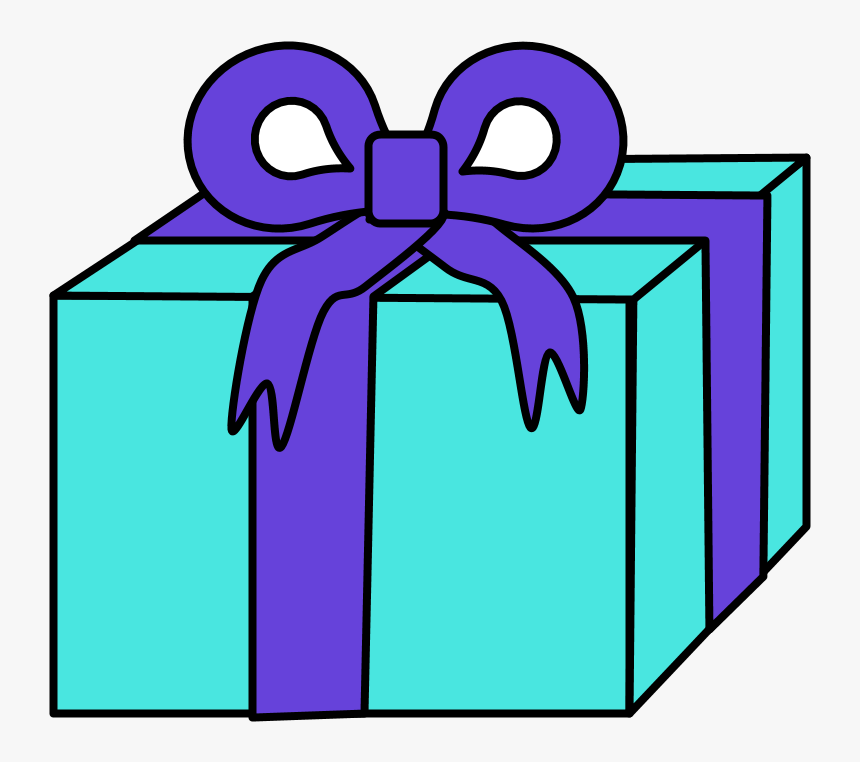 Gift, Blue Wrapping Paper, Purple Ribbon - Rectangular Prism With Cubic Units, HD Png Download, Free Download