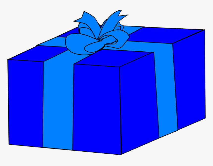 Gift, Present, Wrapped, Ribbon, Blue, Christmas - Blue Gift Box Clipart, HD Png Download, Free Download