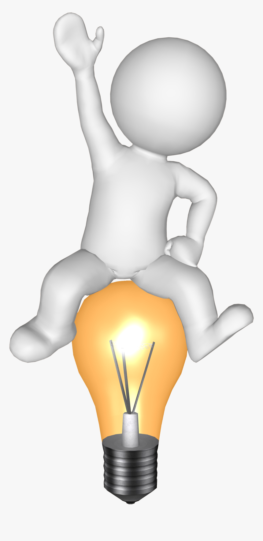 Lightbulb Clipart Idea Man - 3d Man Idea Png, Transparent Png, Free Download